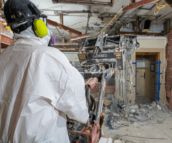 Commercial asbestos abatement and lead removal project site