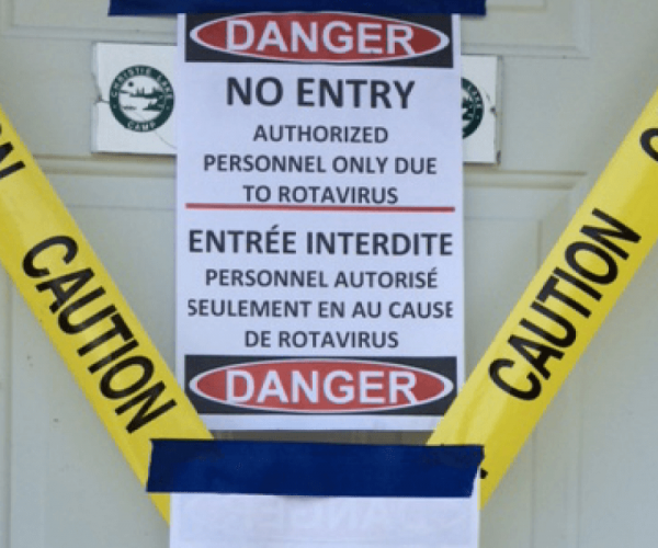 Caution sign warning of RotaVirus
